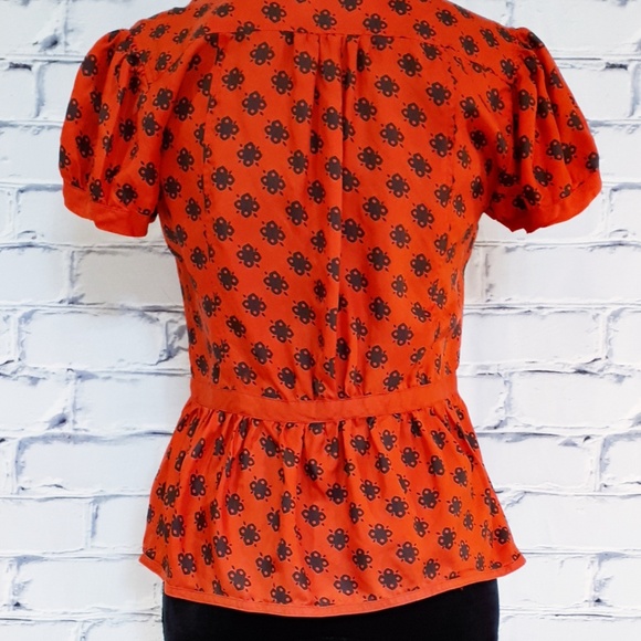 Marc Jacobs Red Silk Short Sleeve Button Front Top - Picture 4 of 4